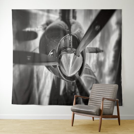 Schroefschroef voor vliegtuigen: zwart en wit wandkleed (In Situ (horizontaal))