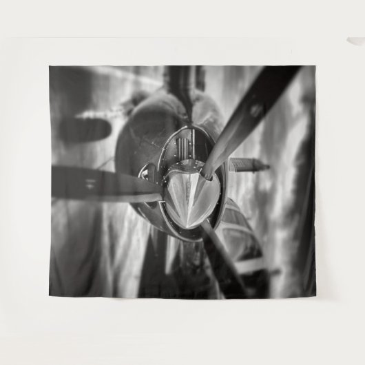 Schroefschroef voor vliegtuigen: zwart en wit wandkleed (Voorkant (horizontaal))