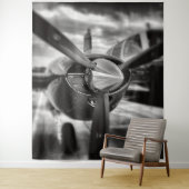 Schroefschroef voor vliegtuigen: zwart en wit wandkleed (In situ)