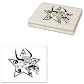 Schroefschuim Skull Pentagram Rubberstempel (Gestempeld)