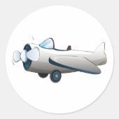 Schroefvliegtuig Ronde Sticker (Voorkant)