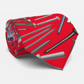 Schroeven en nagels x4 Rood G Stropdas (Opgerold)