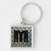 Schroeven op Initiaal - Aluminium Checkerplate Sleutelhanger (Voorkant)