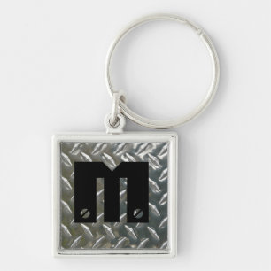 Schroeven op Initiaal - Aluminium Checkerplate Sleutelhanger
