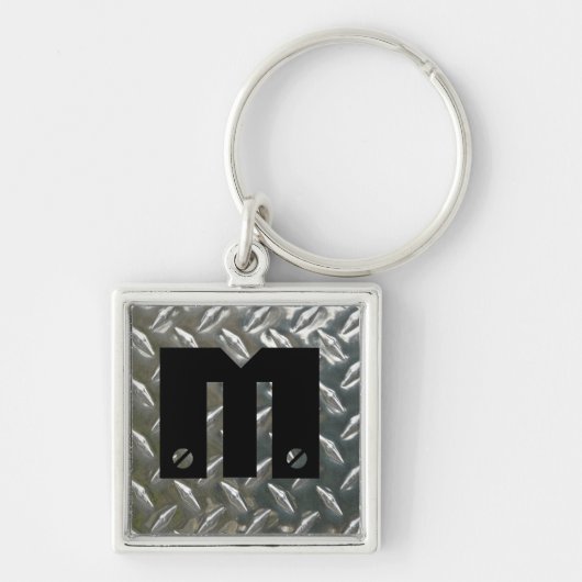 Schroeven op Initiaal - Aluminium Checkerplate Sleutelhanger (Voorkant)