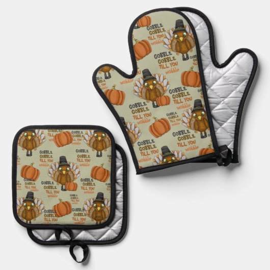 Schrok tot je wiebelt aangepaste Thanksgiving Ovenwant & Pannenlap Set (Voorkant / Achterkant)