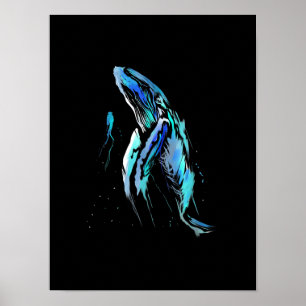 Schuba Diver Humpback Whale Swimming Diving Gift Poster
