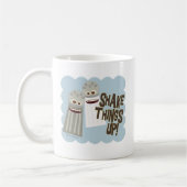 Schud dingen op zout peper eten vrienden koffiemok (Links)