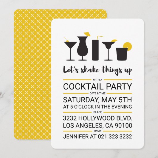 Schud het op Cocktail Party Kaart (Voorkant / Achterkant)