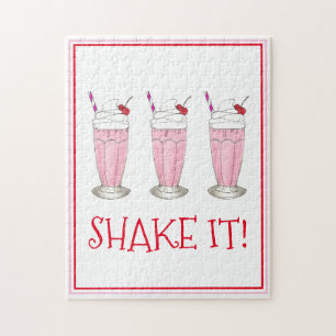 Schud het! Roze aardbei Ice Cream Milkshake Legpuzzel