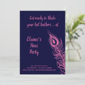 Schud je Staartveren Hen Party fuchsia & marinebla Kaart (Staand voorkant)