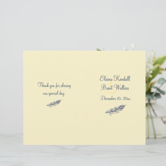 Schud je Til Feathers Wedding Programme (Staand voorkant)