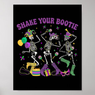Schud uw Bootie Skelet Mardi Gras Cowboy Boot Poster