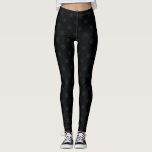 Schudblauw en zwart patroon leggings