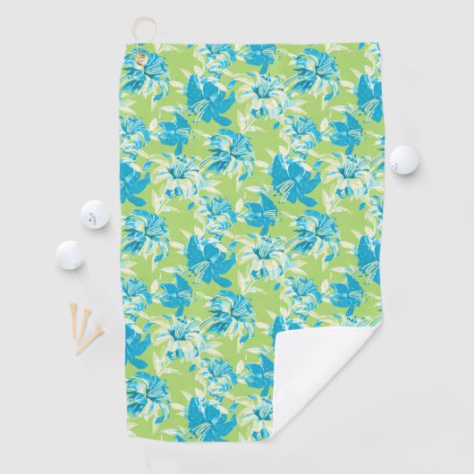 Schudblauw groen naadloos bloemig golfhanddoek (Insitu)