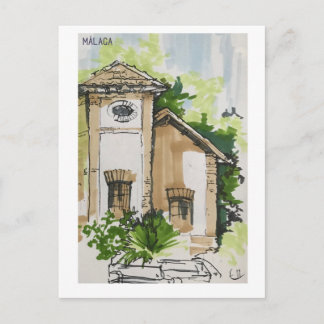 Schudboekpagina's. Málaga. Markers Briefkaart