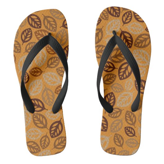 Schudbruin bladeren patroon teenslippers (Voetbed)