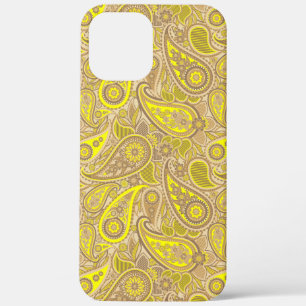 Schudbruin geel paisleypatroon iPhone 12 pro max hoesje