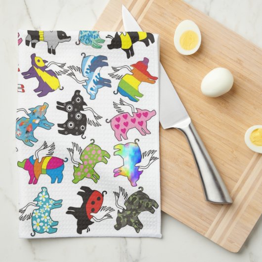 Schuddoeken voor vliegende varkens theedoek (Quarter Fold)