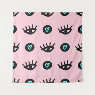 Schudgierig naadloos patroon met doedelogen en h wandkleed