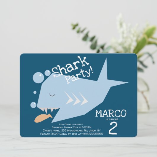 Schudhaai Geometrische vis elke zondag blauw Kaart (Staand voorkant)