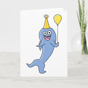 Schudhaai met Birthday ballon. Kaart