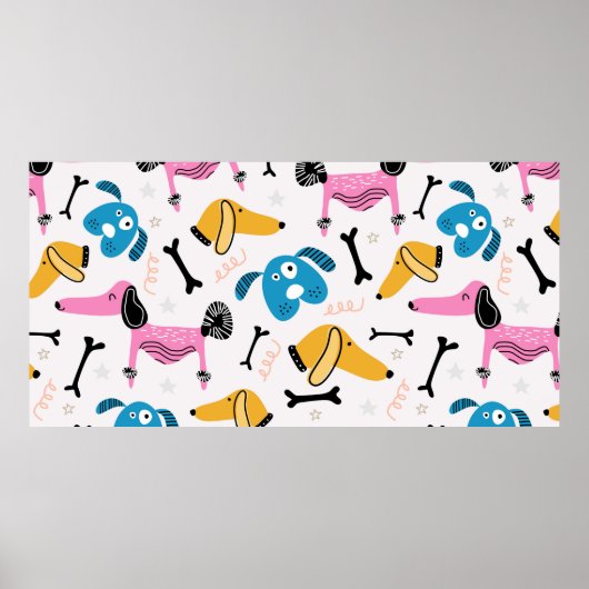 Schudhondpatroon met treksel van babydieren poster (Voorkant)