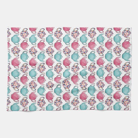 Schudkleurig teapotmodel naadloos theedoek (Horizontaal)