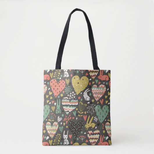 Schudliefdesbundelpatroon met harten tote bag (Voorkant)