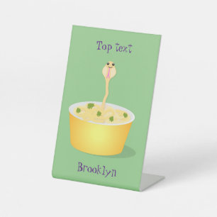 Schudnoedels, cartoon illustratie humor reclamebord met voetstuk