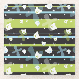 Schudpatroon met kleine beren glazen onderzetter