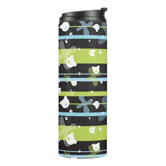 Schudpatroon met kleine beren thermosbeker (Gedraaid links)