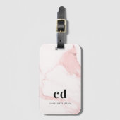 Schudroze monogram naam minimalistisch bagagelabel (Voorkant (verticaal))