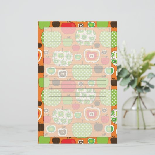 Schudschilfering van appelen briefpapier (Staand voorkant)