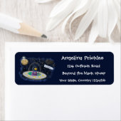 Schudvis uit de cartoon van de ruimte etiket (Insitu)