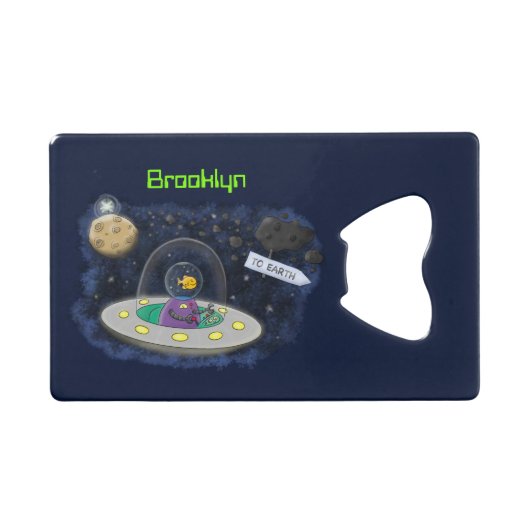 Schudvis uit de cartoon van de ruimte kredietkaart flessenopener (Voorkant (Horizontaal))