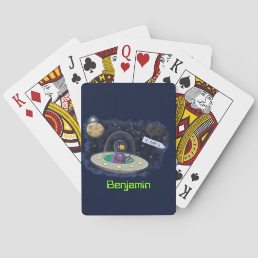 Schudvis uit de cartoon van de ruimte pokerkaarten (Achterkant)