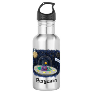 Schudvis uit de cartoon van de ruimte waterfles