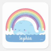 Schudwalvis en regenboog, kleurrijke Kinder naam Vierkante Sticker (Voorkant)