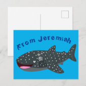 Schudwalvishaai blij met cartoon illustratie briefkaart (Voorkant / Achterkant)