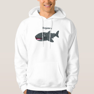 Schudwalvishaai blij met cartoon illustratie hoodie