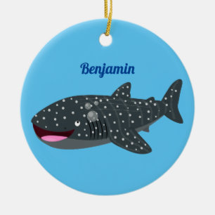 Schudwalvishaai blij met cartoon illustratie keramisch ornament