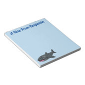 Schudwalvishaai blij met cartoon illustratie notitieblok (Schuin)