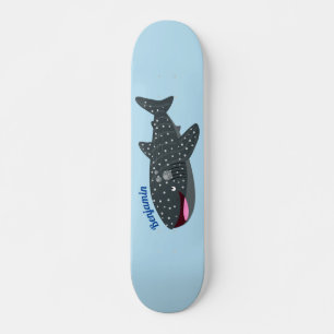 Schudwalvishaai blij met cartoon illustratie skateboard