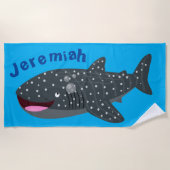 Schudwalvishaai blij met cartoon illustratie strandlaken (Voorkant)