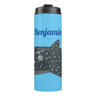 Schudwalvishaai blij met cartoon illustratie thermosbeker