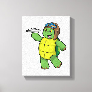 Schuif als piloot met papieren vliegtuig canvas afdruk