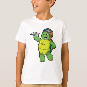 Schuif als piloot met papieren vliegtuig t-shirt