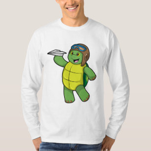 Schuif als piloot met papieren vliegtuig t-shirt