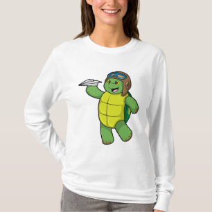 Schuif als piloot met papieren vliegtuig t-shirt